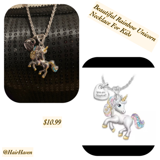 Colorful unicorn necklace for kids